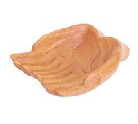 Agatige Cuenco de ofrenda de manos talladas, soporte decorativo de colección de rocas, bandeja de almacenamiento de exhibición de cristal, cuenco de madera para manos para estante, mesa