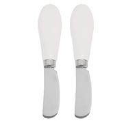Agatige Esparcidor de mantequilla apto para lavavajillas, herramienta para untar mantequilla de acero inoxidable de calidad alimentaria con mango de cerámica para mermelada y queso, 2 uds. (Blanco)