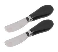 Agatige Esparcidor de mantequilla apto para lavavajillas, herramienta para untar mantequilla de acero inoxidable de calidad alimentaria con mango de cerámica para mermelada y queso, 2 uds. (Negra)