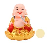 Agatige Estatua del pequeño Buda, estatuilla de Monje con energía Solar, Cabeza agitadora automática Maitreya, Adorno para Tablero de automóvil para la Riqueza del hogar, Salud, (Dorada)