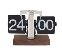 Agatige Reloj de Escritorio con Tapa, con Tapa mecánica automática, Base de Madera de 24 Horas, Reloj de Mesa Digital Retro Vintage de Acero Inoxidable para el hogar, Oficina, Escuela,
