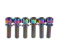 Agatige Risk 6 Uds Perno De Vástago De Bicicleta, Tornillo De Vástago De Bicicleta M5 X 18mm Aleación De Titanio con Arandelas Cabeza De Arandela Cónica Vástagos De Bicicleta para Vástago(Rainbow)
