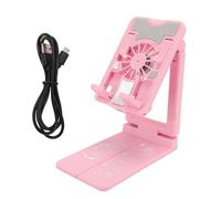 Agatige Soporte para refrigerador de teléfono Celular, Ventilador de radiador para teléfono de Escritorio móvil de Altura Ajustable con Luces RGB de Colores para transmisión en de Juegos (Rosa)