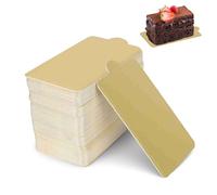 Agatige Tableros De Pastel De Mousse De 100 Piezas, 3.94x2.36 In Bandeja De Exhibición De Postres Rectangulares Mini Tablas De Pastel De Pastel De Boda Soporte De Papel De Pastel De Cumpleaños (Oro)
