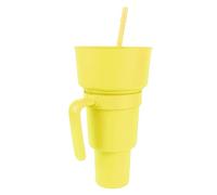Agatige Taza de bebida para refrigerios 2 en 1, taza de bebida de plástico de gran apertura, recipiente para refrigerios, botella de estadio con recipiente para refrigerios para cine, (Amarilla)