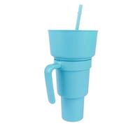 Agatige Taza de bebida para refrigerios 2 en 1, taza de bebida de plástico de gran apertura, recipiente para refrigerios, botella de estadio con recipiente para refrigerios para cine, (Azul claro)