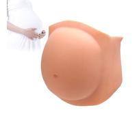 Agatige Vientre de embarazada de silicona, barriga de bebé artificial suave, ligera y ajustable, embarazada falsa para actuación de actor, maternidad (Blanco Marfil)