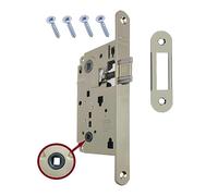 AGB - Cerradura para puerta interior empotrada para baño o inodoro serie Centro (frontal 22 x 196, pestillo, niquelado brillante)