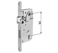 AGB Cerradura Serie Centro d.90 Frontal mm 18 - Cierre con caja reducida Patent - Borde redondo - Cromo satinado Plata