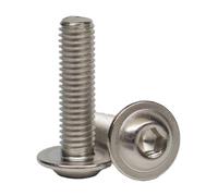 AGBERG - Tornillos de cabeza alomada M5 x 20 mm (50 unidades) con hexágono interior y brida, acero inoxidable VA A2 V2A, tornillos de acero inoxidable con cabeza plana ISO 7380