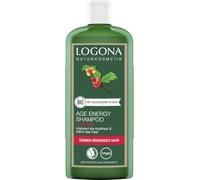 LOGONA Naturkosmetik Champú vitalizante para cabello naturalmente fuerte, adecuado para cabello sin energía, adelgazante, champú para el cabello Age Energy con fórmula vegana de cafeína orgánica, 1 x 250 ml