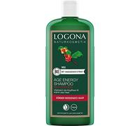LOGONA Naturkosmetik Champú vitalizante para cabello naturalmente fuerte, adecuado para cabello sin energía, adelgazante, champú para el cabello Age Energy con fórmula vegana de cafeína orgánica, 1 x 250 ml