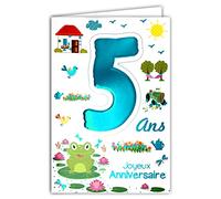 Age MV 69 - 2005 tarjeta cumpleaños feliz 5 años infantil niño Niña diseño rana nenúfar granja Tractor campaña