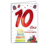 Age Mv 69-2010 - Tarjeta de felicitación de cumpleaños para niños y niñas, diseño de tarta, 10 velas de regalo