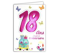 Age MV 69 - 2019 tarjeta cumpleaños 18 años niña joven mujer adulto diseño mayoría majeure B conducir coche regalo maquillaje mariposas