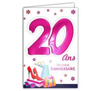 Age MV 69 - 2022 tarjeta aniversario 20 años niña joven mujer diseño zapatos talones Agujas Mode Shopping Bolso gafas de sol Star flores