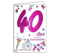 Age MV 69 - 2032 tarjeta cumpleaños 40 años mujer diseño bicicleta regalo flores pájaros