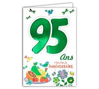Age MV 69 - 2045 tarjeta cumpleaños 95 años hombre mujer diseño de frutas Vitamines salud flores pájaros