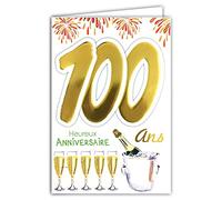 Age MV 69 - 2046 tarjeta aniversario 100 años hombre mujer diseño Flutes botella champán de fuegos artificiales