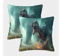 Age of Dinosaurios Fundas De Almohada 2 Paquetes 40x40cm,Tornado Grande Cojín Cuadrado,Adecuada para Sofá Cama,Coche Y Decoración del Hogar