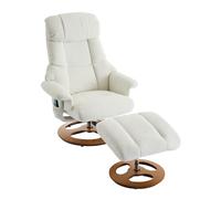 Age - Silla reclinable con calefacción, 5 modos de edad, 3 zonas específicas, reclinación de 140°, rotación de 360°, reposapiés, bolsillo lateral (blanco + chenilla)