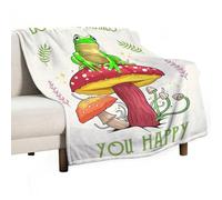 Ageksten Manta divertida con cita de seta de rana Do What Makes You Happy, suave y ligera, regalos para niños, hombres, mujeres, regalos de cumpleaños, 150 x 200 cm