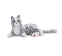 Ageless Innovation Joy for All: gato de compañía interactivo - Un acompañante realista de pelo suave y relajantes ronroneos, no necesita montaje - Color plateado con las zarpas blancas
