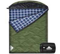 AGEMORE Saco de Dormir Doble de Franela de algodón con Capucha con Forro Polar, Impermeable, tamaño Queen, para 2 Personas, para Adultos, Clima frío, Camping, mochilero o Senderismo, 3-4 Estaciones