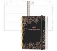 Agenda 2024-2025 - Agenda semanal mensual de 8.5 x 11 pulgadas de julio de 2024 a junio de 2025, agenda académica 2024-2025 con 12 pestañas mensuales, bolsillo interior, cierre elástico, flor negra