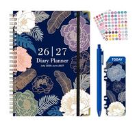 Agenda 2025 2026, agenda 2026, agenda académica de mediados de año 25/26, julio de 2025 a junio de 2026, agenda semanal y mensual con tapa dura encuadernada en espiral (azul 25-26)