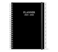 Agenda 2025-2026, agenda mensual de julio de 2025 a junio de 2026, 6.25 x 8.25 pulgadas, 12 pestañas mensuales, 14 páginas de notas, bolsillo interior, cubierta flexible con encuadernación de doble