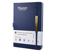 Agenda 2025-2026, agenda semanal y mensual de 18 meses de julio de 2025 a diciembre de 2026, agenda semanal y mensual con cubierta de cuero, lazo para bolígrafo, bolsillo interior (azul)