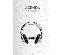 Agenda 2025-2026-Casque de musique-Son (12.85x19.84 cm) 1 page pour 2 jours