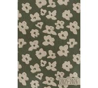 Agenda 2025 2026: Fleurs Vert Kaki | Semainier (1 semaine sur 2 pages) | Format A5 | 15x21 cm | Planning hebdomadaire vertical | Août 2025 - Juillet ... Colonnes & horaires | Femme & maman organisée