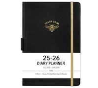 Agenda 2025 - Agenda 2025, día por página, de enero de 2025 a diciembre de 2025, agenda diaria A5, con pestañas mensuales, bolsillo interior, color negro, con bandas, 14,5 x 21 cm