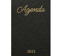 Agenda 2025: Cuero Negro y Dorado | Planificador semanal XL - Semana vista | Tamaño A4 | 21x29,7 cm | Planificación vertical por columnas | Organizador con horario | Grande | Piel