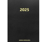 Agenda 2025 día por página: Planificador diaria, anual grande, 12 meses por horas- negra - tapa dura.