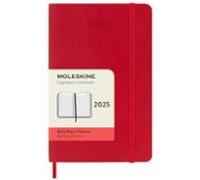 Moleskine Daily Planner, Agenda Diaria 12 Meses 2025, Tapa Blanda y Cierre Elástico, Color Rojo Escarlata, Formato Bolsillo 9x14 cm