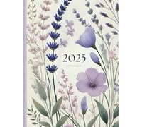 Agenda 2025 semainier A4 vertical lilas violette avec des fleurs de lavande: Planificateur hebdomadaire 12 mois, samedi dimanche entier, intervalles de 30 minutes, double page, français, femme, fille.