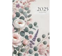 Agenda 2025 semainier A5 vertical avec des fleurs: Planificateur hebdomadaire 12 mois, samedi dimanche entier, intervalles de 30 minutes, double page, français, femme, fille.