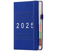 Agenda 2025, tamaño A5, página por día, de enero a diciembre, planificador diario de año completo con pestañas mensuales coloridas, agenda académica 2025 de tapa dura con bolsillo interior,