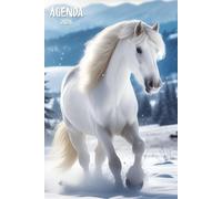 Agenda 2026: 2 Pages par Semaine | 12 Mois De Janvier À Décembre | Français | Thème Cheval Blanc