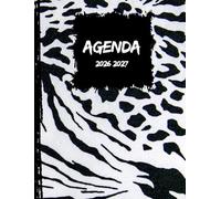 AGENDA 2026 2027: 2 jours / 1 page I Collège Lycée étudiant scolaire familial ... I Planner I ANIMAL NOIR BLANC Zèbre (syra elga)