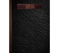 AGENDA 2026 2027: 2 jours / 1 page I Collège Lycée étudiant, scolaire, familial I Septembre à Juillet I Planner I Effet texture Cuir noir (syra elga)