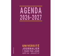 Agenda 2026 2027 Journalier A4 1 Page par Jour: en Francais , Année Universitaire Scolaire 26-27, à l’Université / à la Faculté Fac , Août à Juillet, pour Femme, Rose