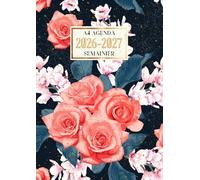 Agenda 2026 2027 Semainier: A4 Planificateur Hebdomadaire | 1 Semaine sur 2 Pages | 12 Mois | Couverture avec Fleurs