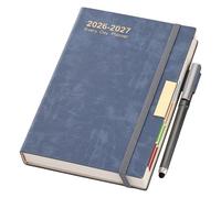 Agenda 2026-2027, tamaño A5, página al día, agenda 2026-2027 de agosto a agosto, agenda de 13 meses, agenda diaria de tapa dura con pestañas mensuales coloridas, bolígrafo, lazo para bolígrafo