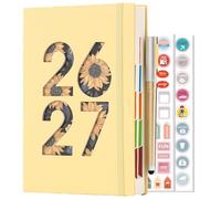 Agenda 2026-2027, tamaño A5, página al día, día por página, agenda 2026-2027, agenda académica A5 de agosto de 2026 a agosto de 2027, organizador diario de tapa dura con bolígrafo, pestañas mensuales