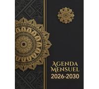 Agenda 2026-2030: Planificateur Mensuel 5 ans | 60 Mois | de Janvier 2026-Décembre 2030 | 1 mois sur 2 pages | Organisateur Français | Grand Format A4 | 155 Pages.