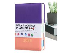 Agenda 2026-8,35 pulgadas Daily Weekly Monthly Planner for School, Office Organization with Calendar Function, Notebook Journal for College Classroom Home, Hardcover Black, 365-Day Use
